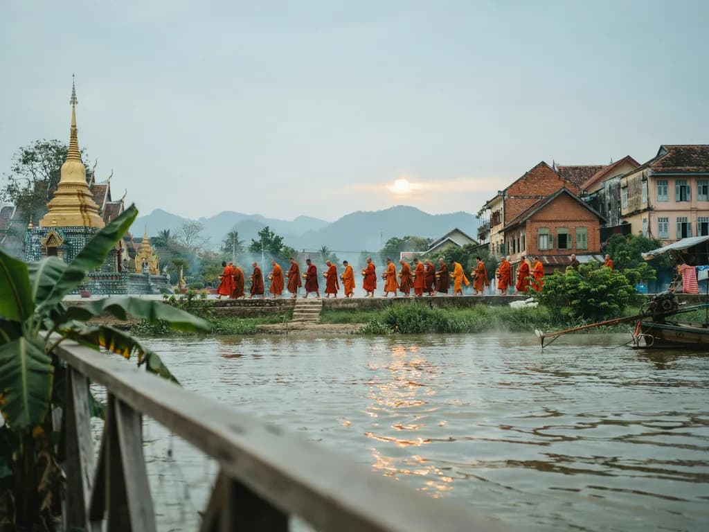 Laos — Luang Prabang nad Mekongiem
