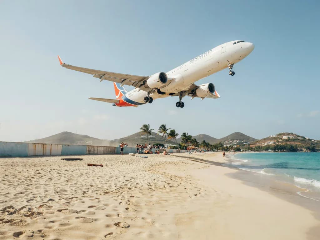 Sint Maarten - plaża Maho i lądujący samolot
